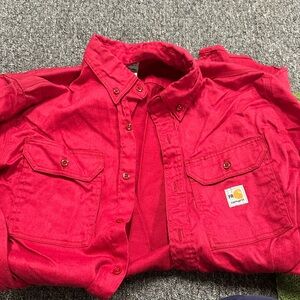 Carhartt Fire Resistant Red Button-Up Shirt